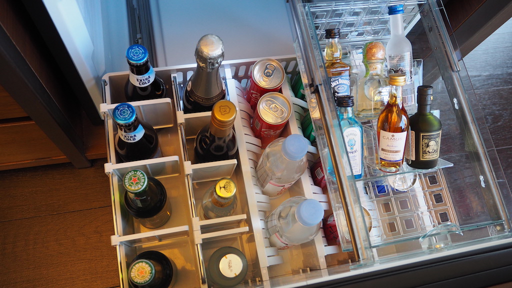 a refrigerator full of alcohol