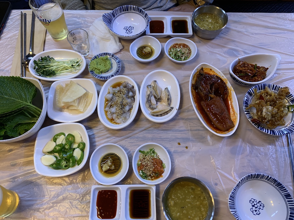 a table full of food