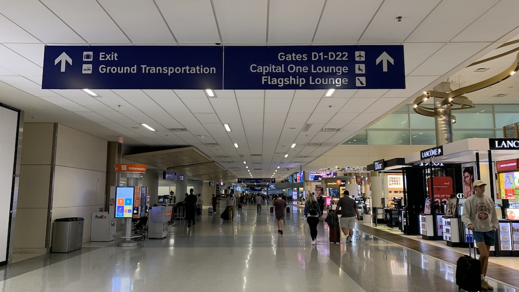 a group of people in an airport