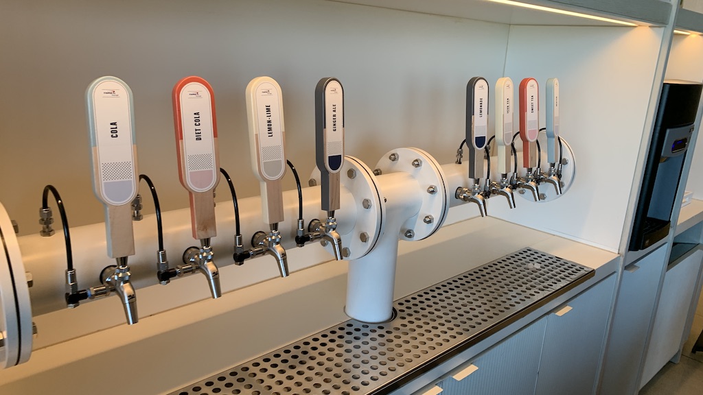 a row of white and red phones