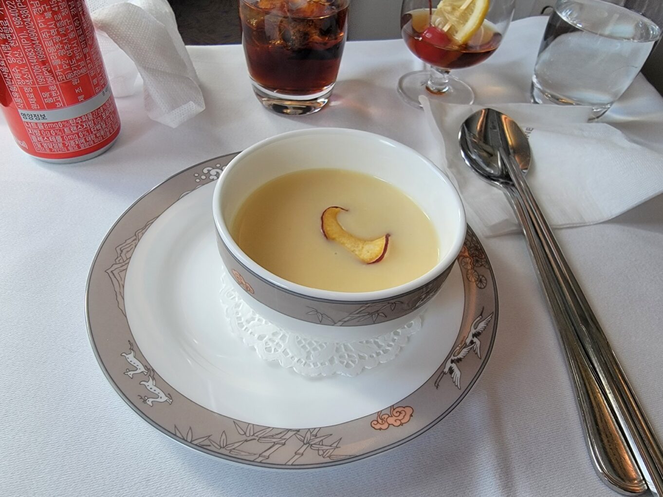 a bowl of soup on a plate