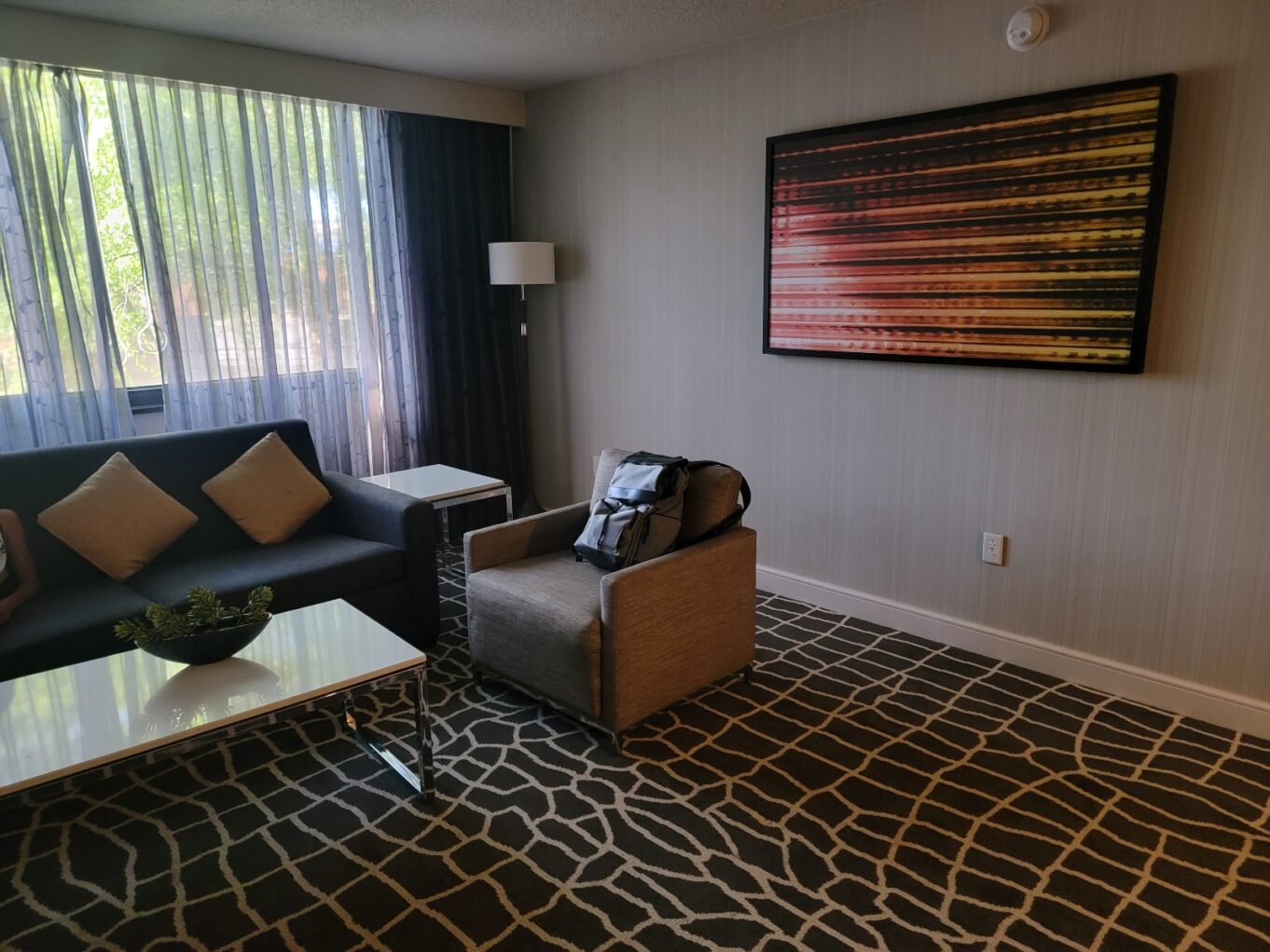 a living room with a couch and a coffee table