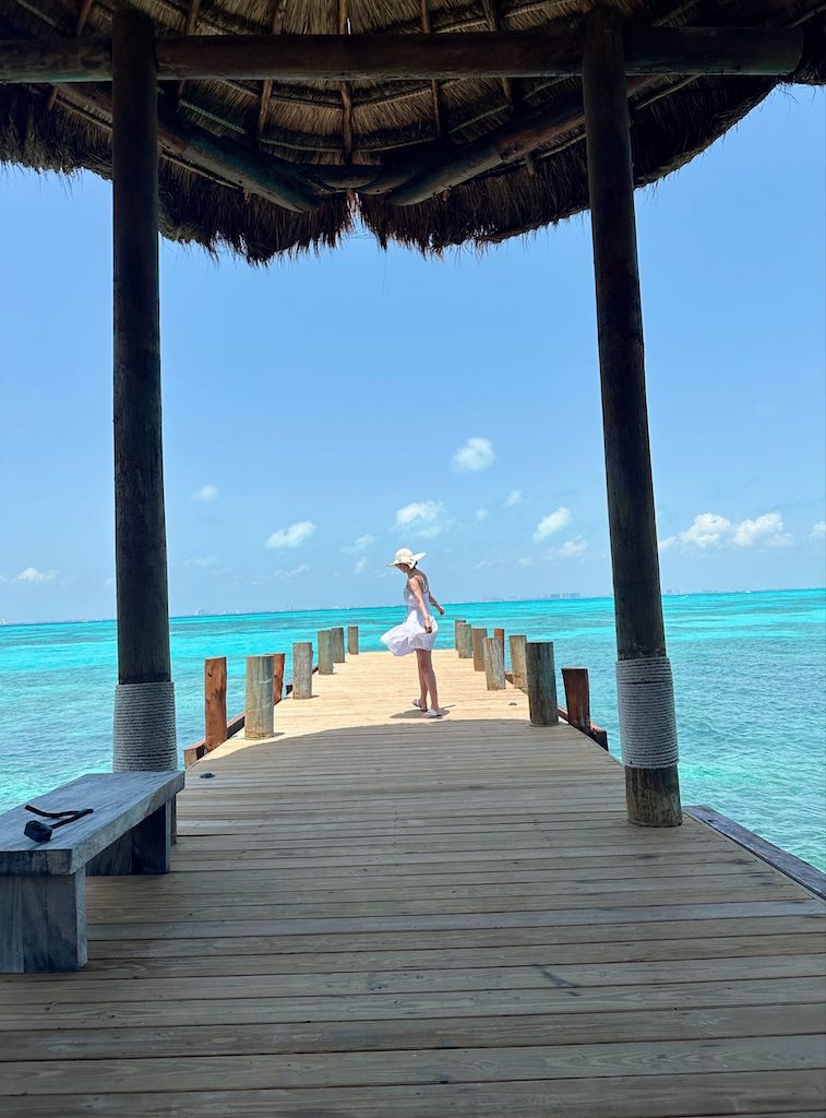 a person walking on a dock