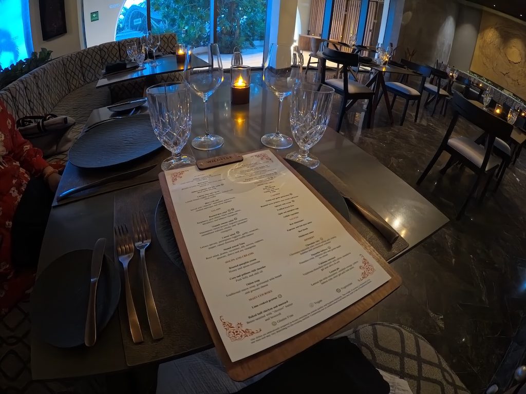 a table with plates and glasses on it