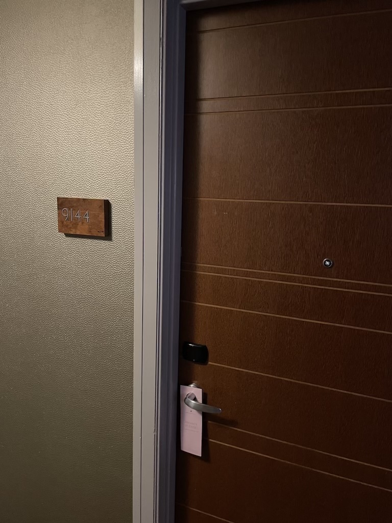 a door with a light switch