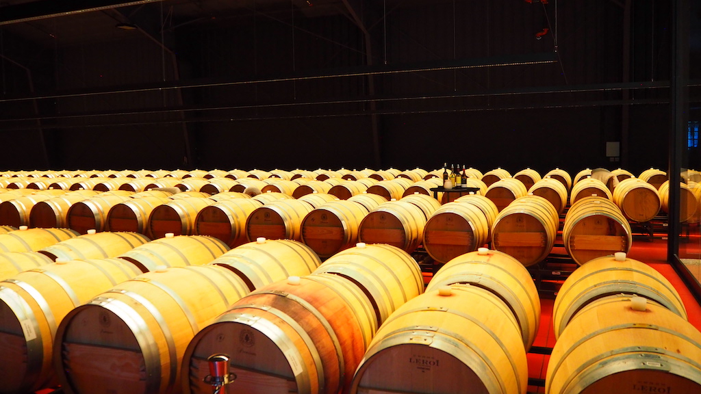 a large room full of barrels