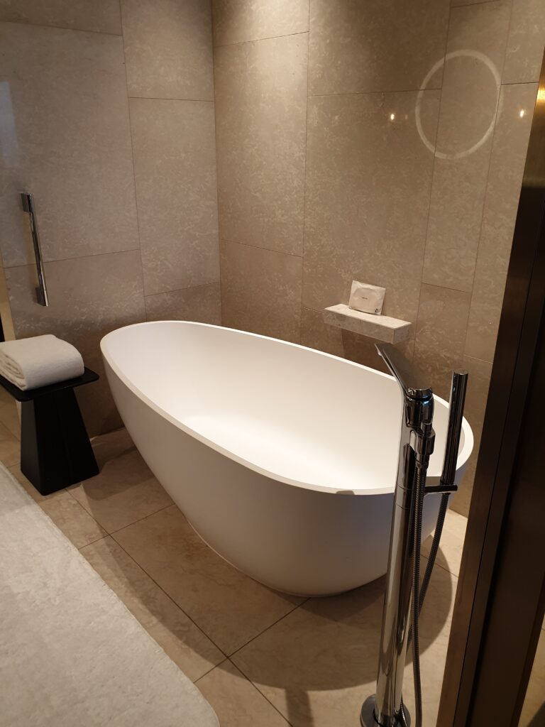 a bathtub in a bathroom