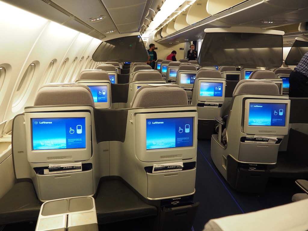 the inside of an airplane