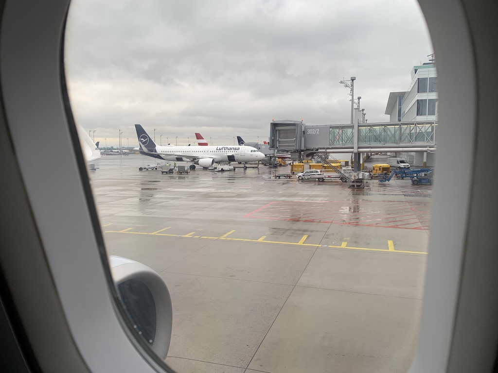 an airplane is parked at an airport