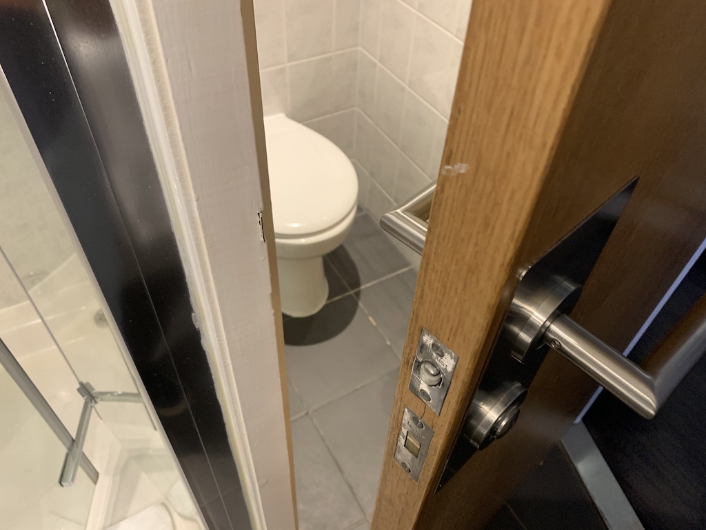 a toilet in a bathroom