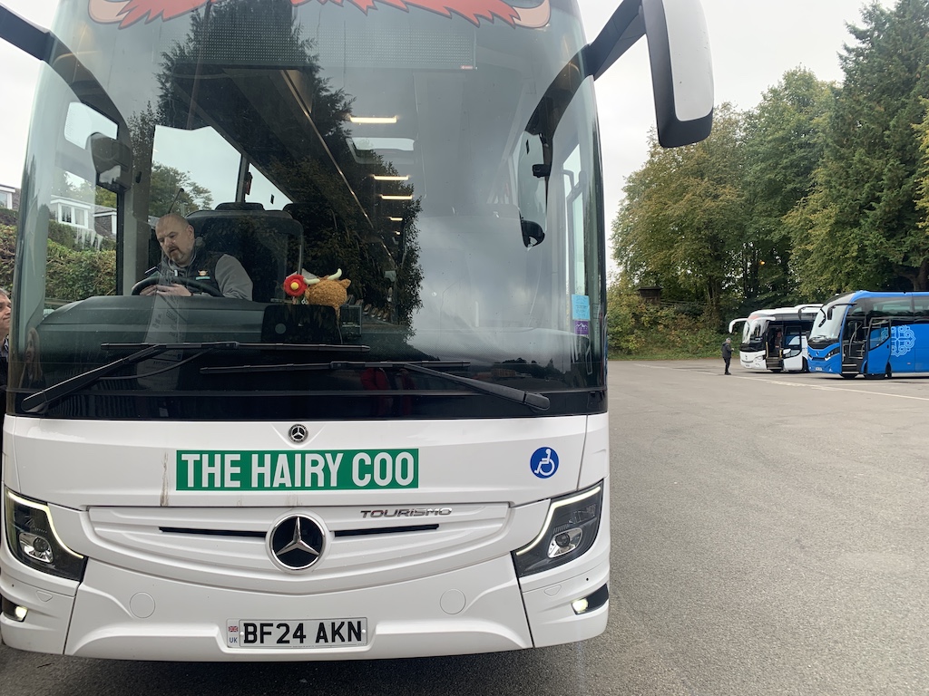 a group of people in a bus