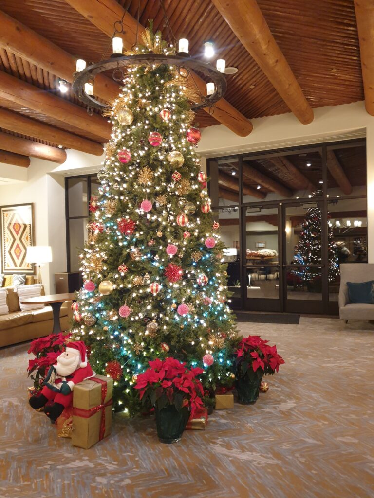 a decorated christmas tree in a room