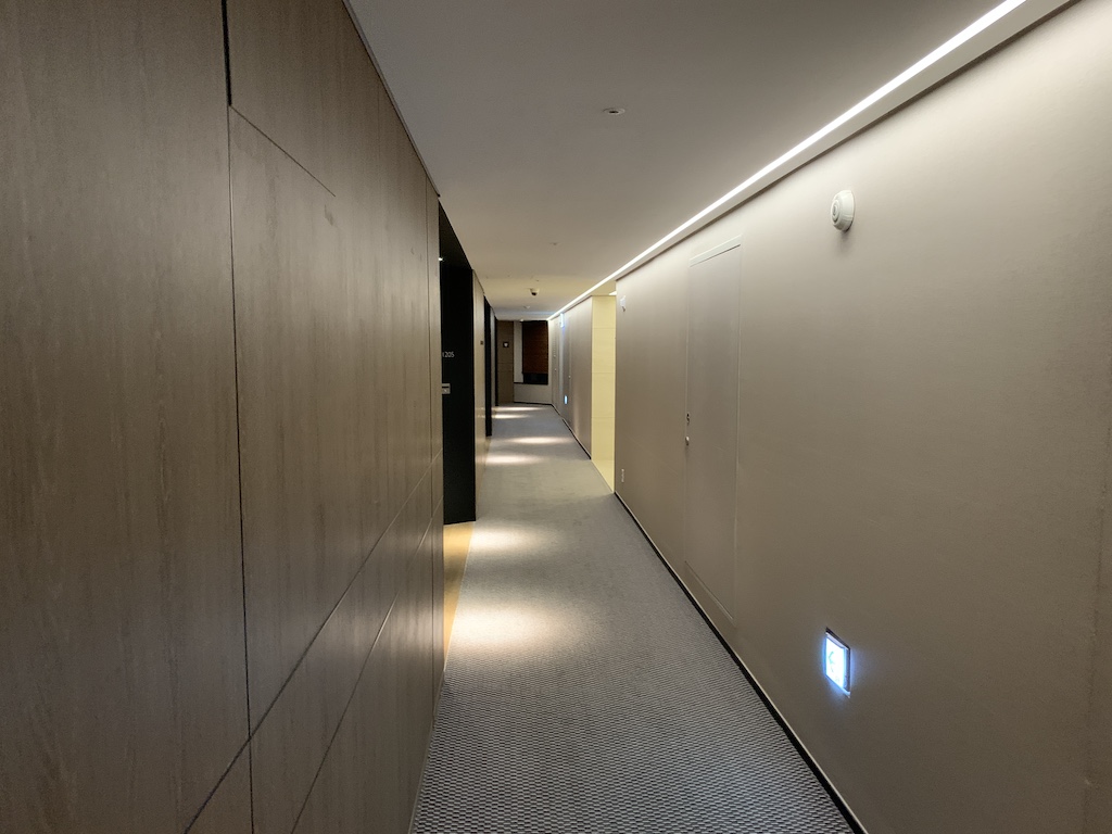 a long hallway with doors