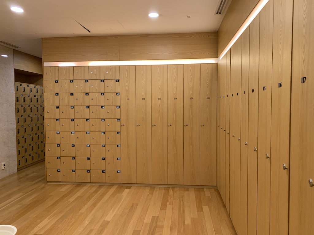 a room with wooden cabinets