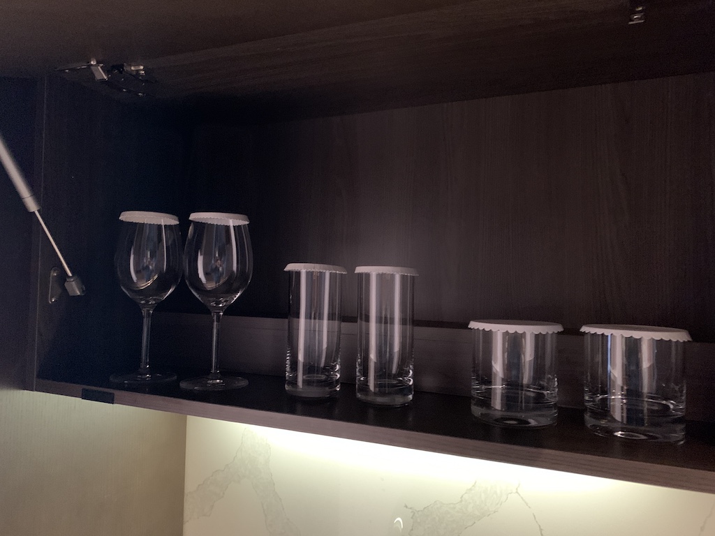 a row of empty glasses