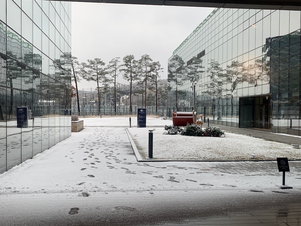 a building with glass walls