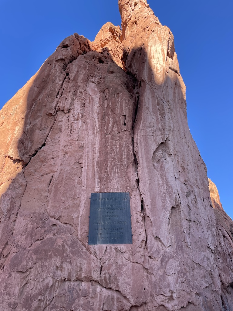 a rock with a plaque