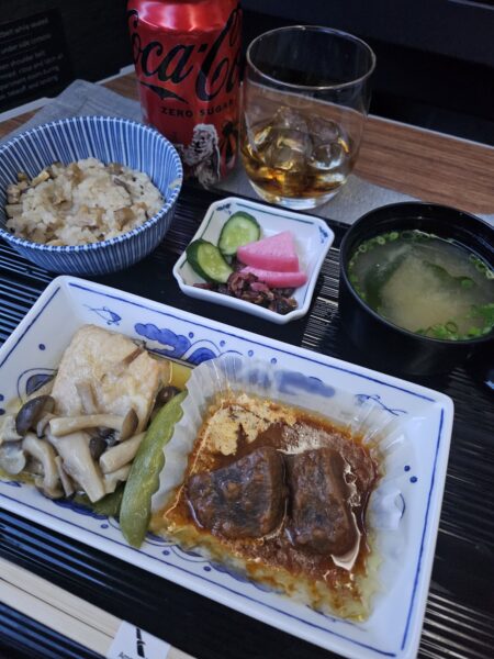 a table with food and drinks on it