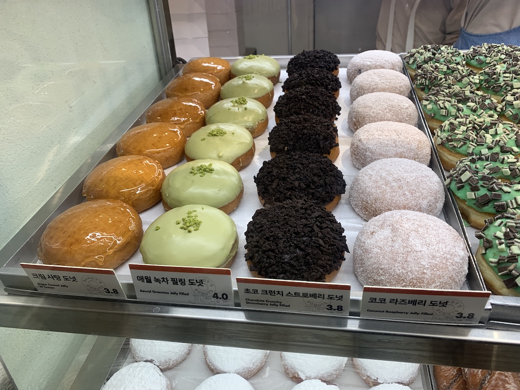 a display of donuts