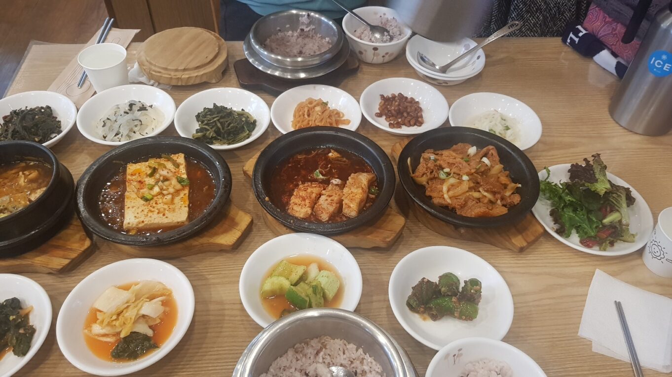 a table full of food