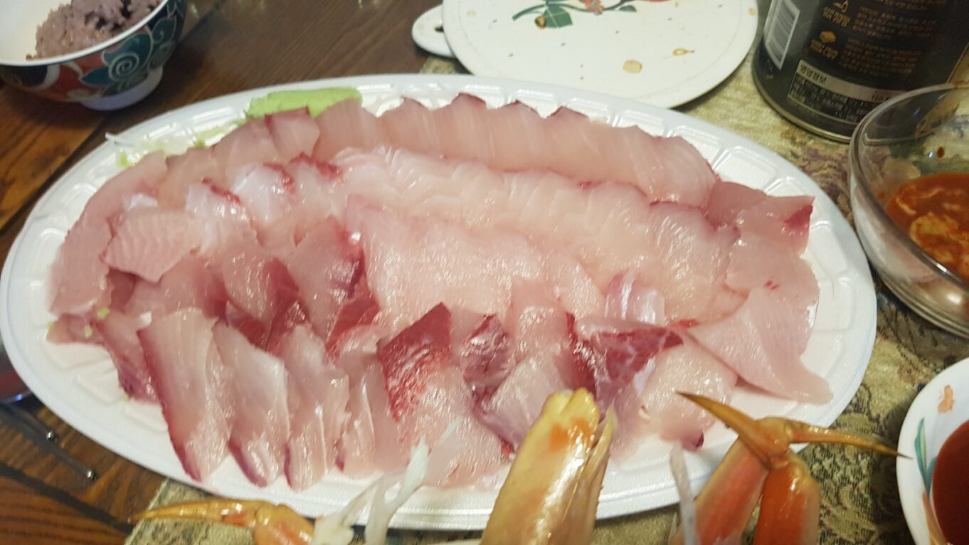 a plate of raw fish