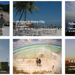 a collage of a person standing on a beach