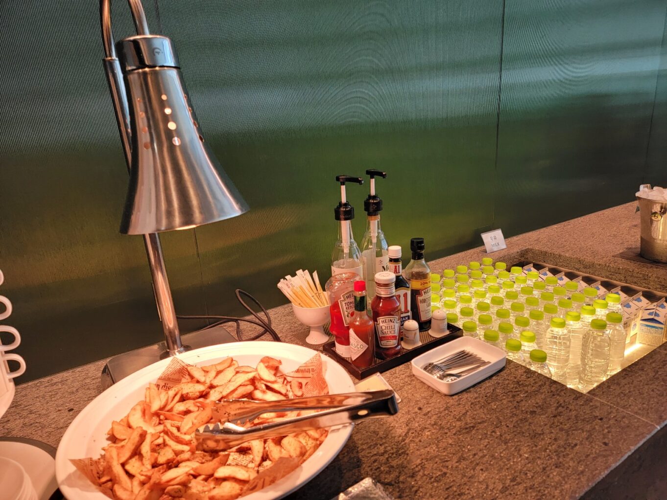 a table with food and drinks on it