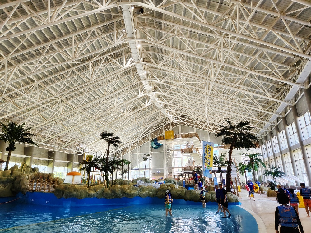 a large indoor swimming pool