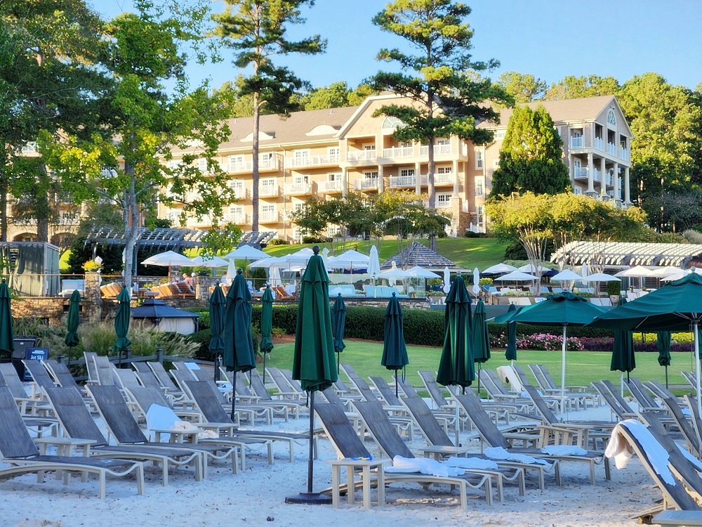 a group of tables and chairs outside