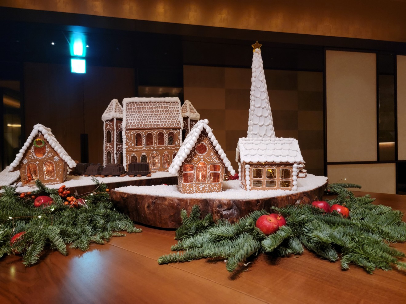 a group of gingerbread houses