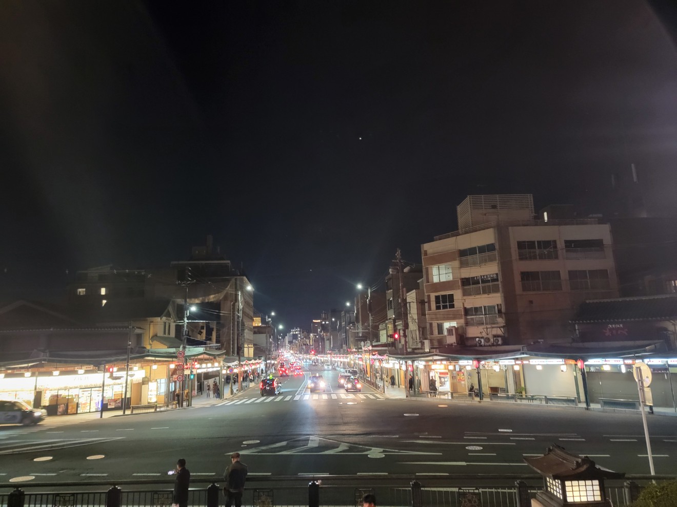 a city street at night