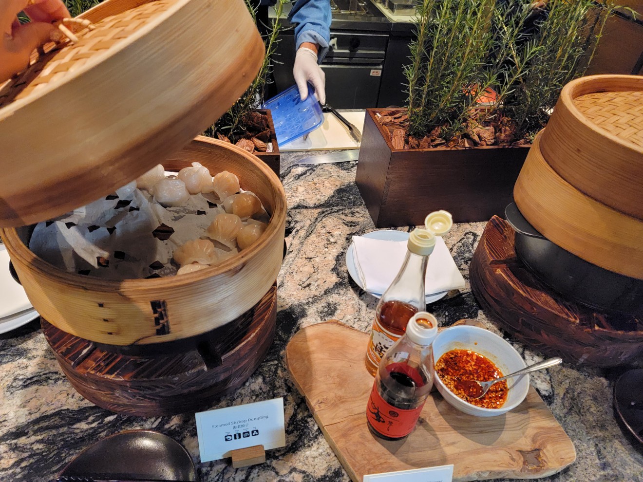 a table with food and drinks on it