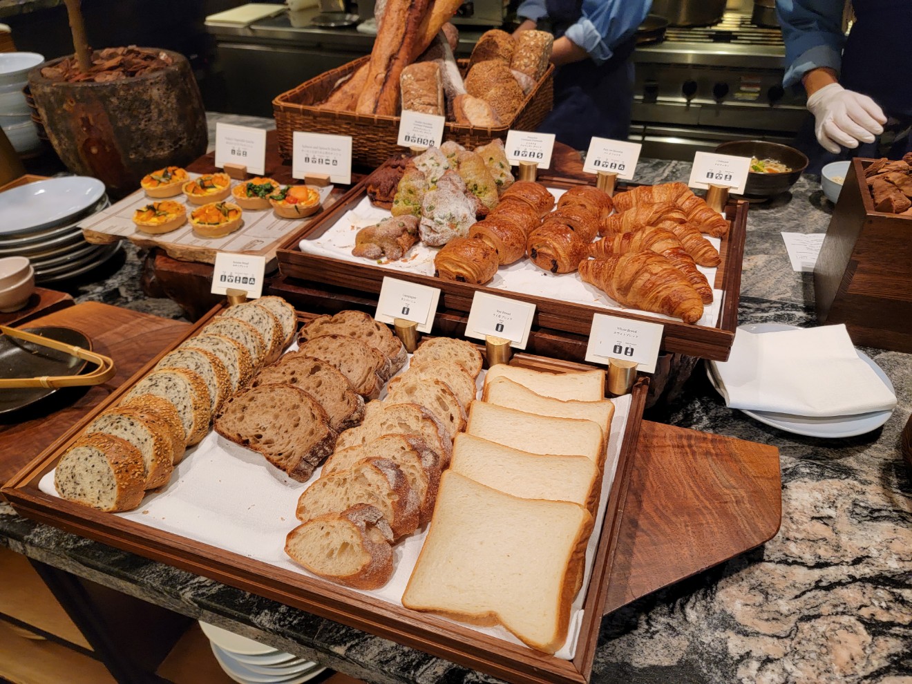 a table full of breads