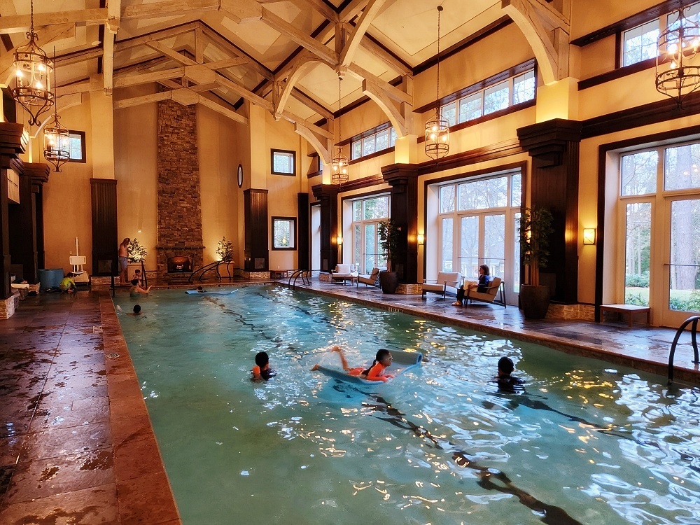 a group of people in a swimming pool