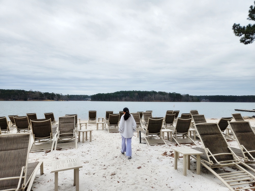 a person standing on a beach