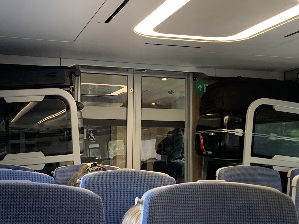 the inside of a bus