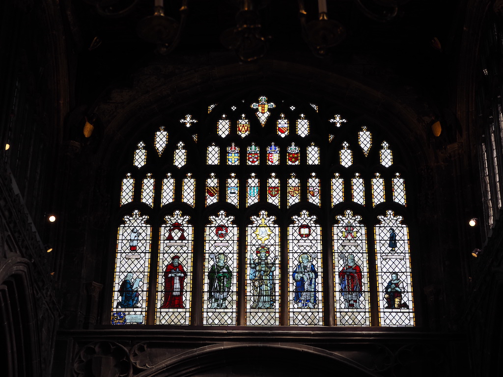 a large stained glass window