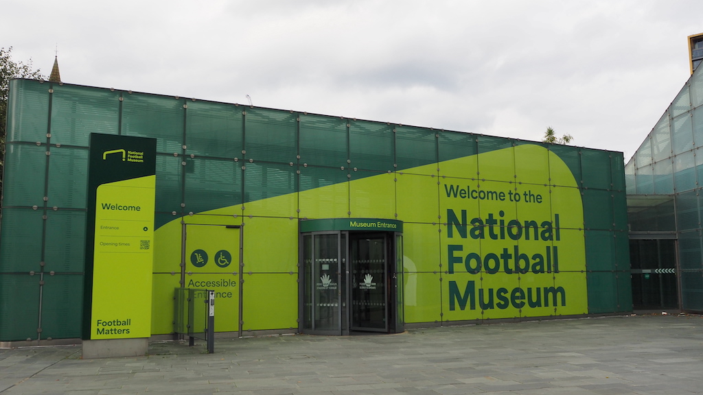 a building with green doors