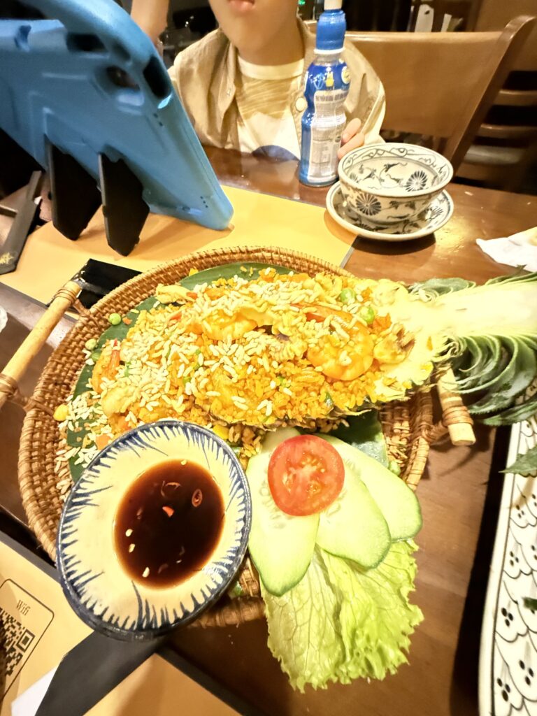 a table with food on it