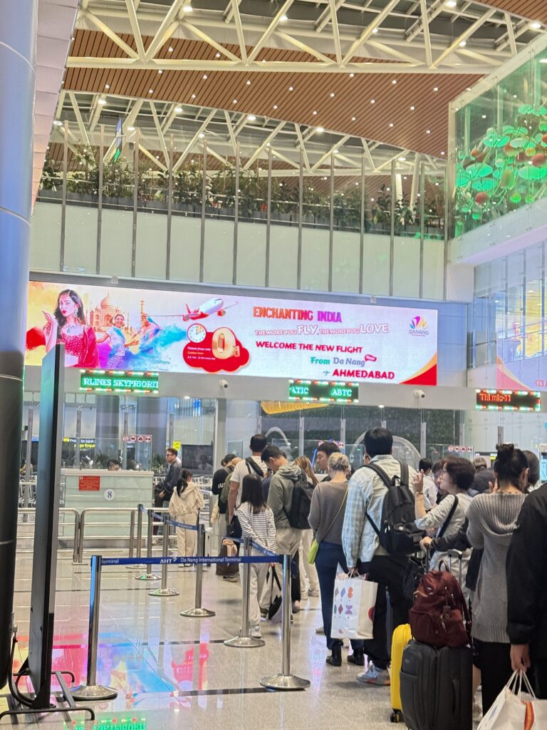 a group of people at an airport