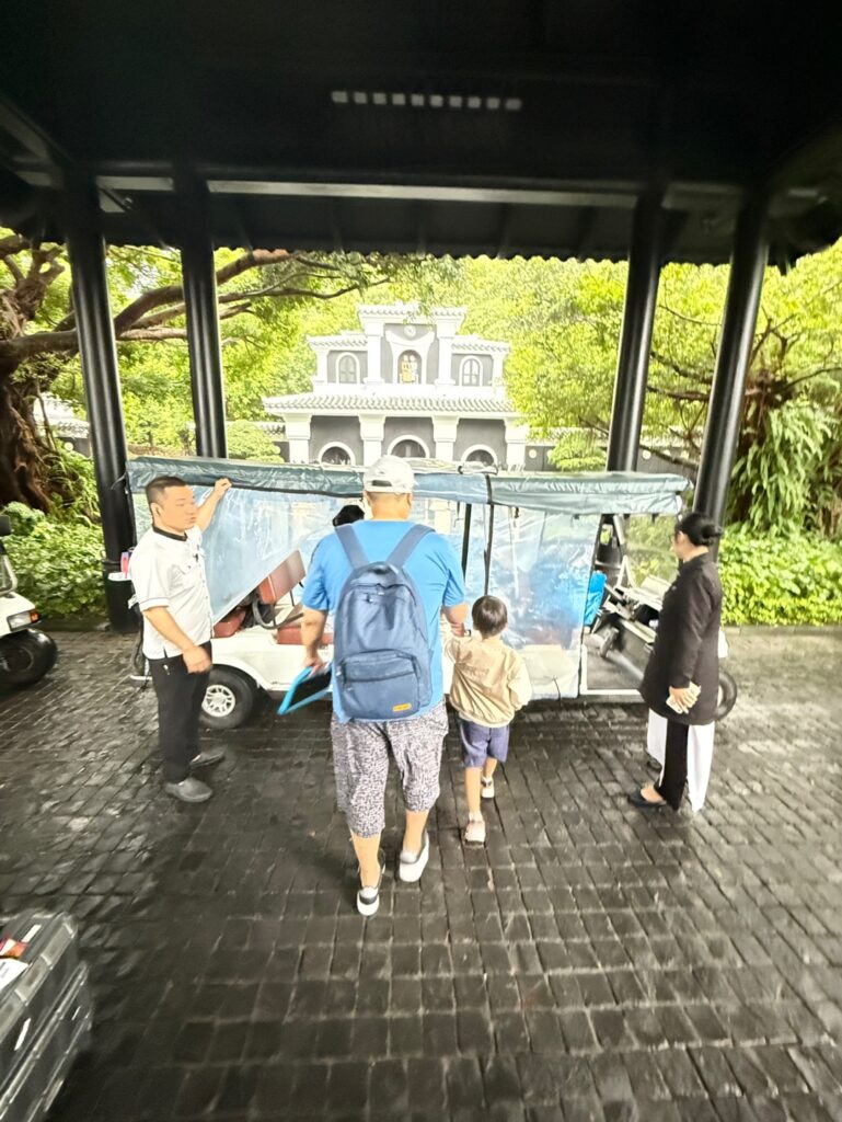 a group of people standing outside a building