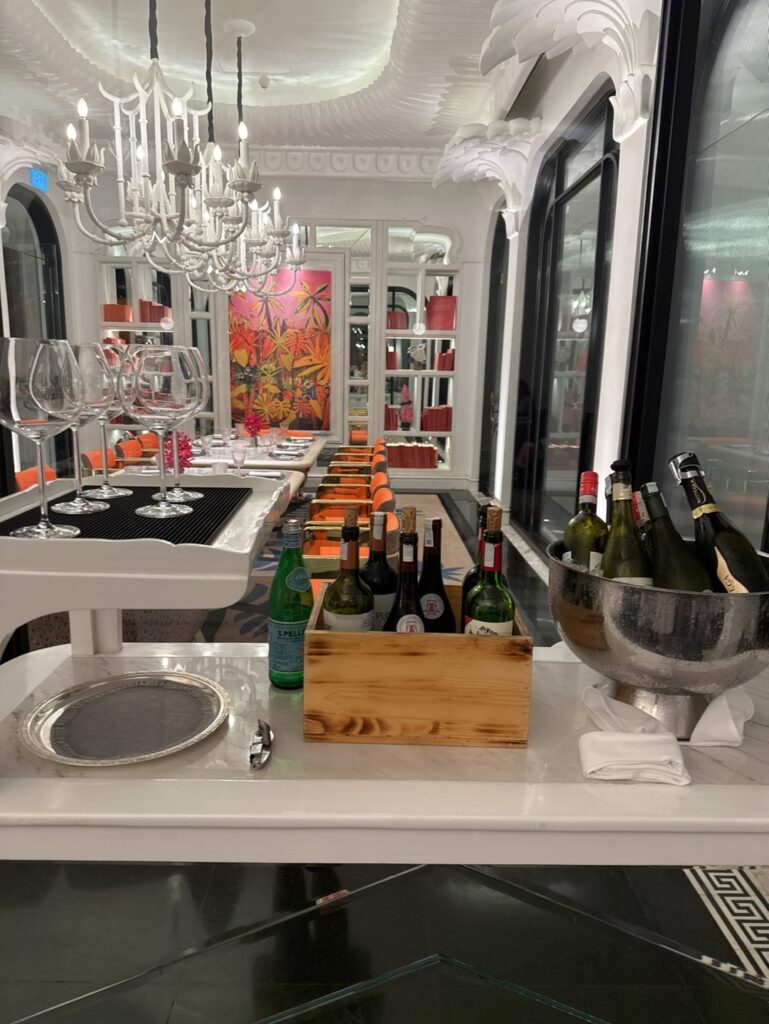 a bar with many bottles of wine