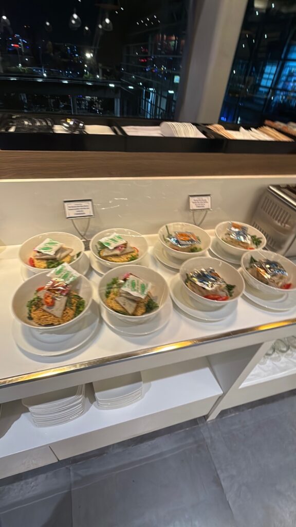 a display case with food