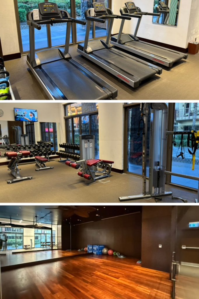 a collage of a gym