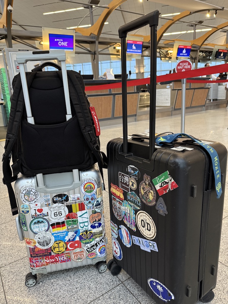 luggage is placed in the airport