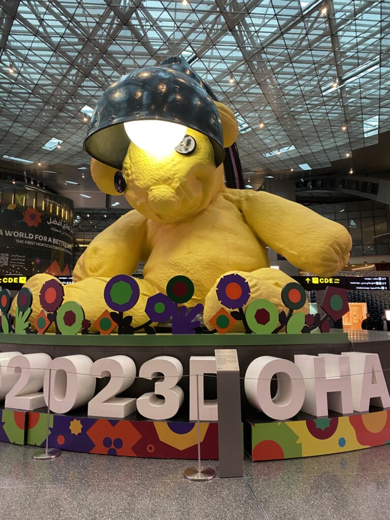 a large yellow stuffed animal