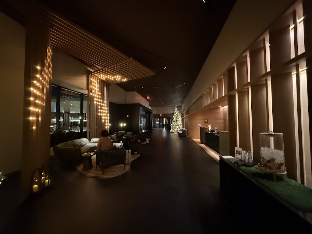 천장, 실내, 인테리어 디자인, 벽, 가구, 테이블, 조명, 바닥, 방, 호텔, 빛, 밤, 라운지
