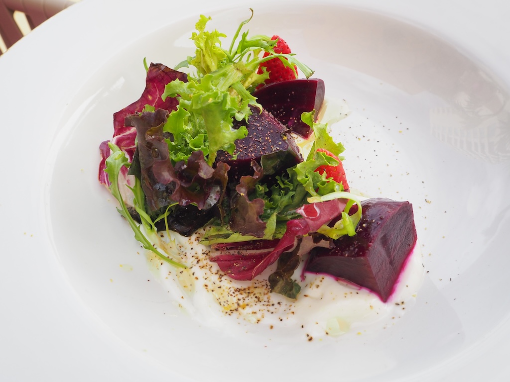 음식, 접시, 잎채소, 가니쉬, 식재료, 요리 예술, 일품 요리, 채소, 화이트, 레스토랑, 실내, 샐러드, 비트, 라디치오